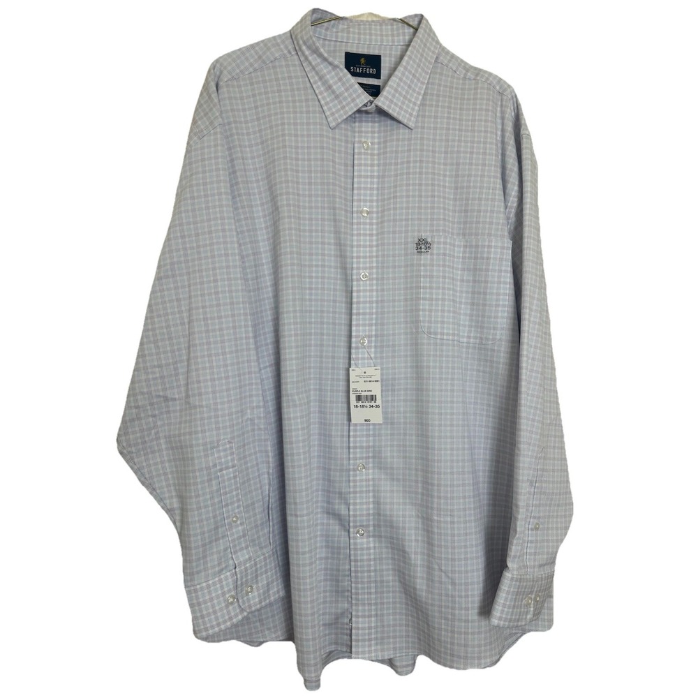 Stafford Sweat Repel Dress Shirt‎ Multi Plaid Regular Fit  XXL 18-18.5 34/35 NWT
